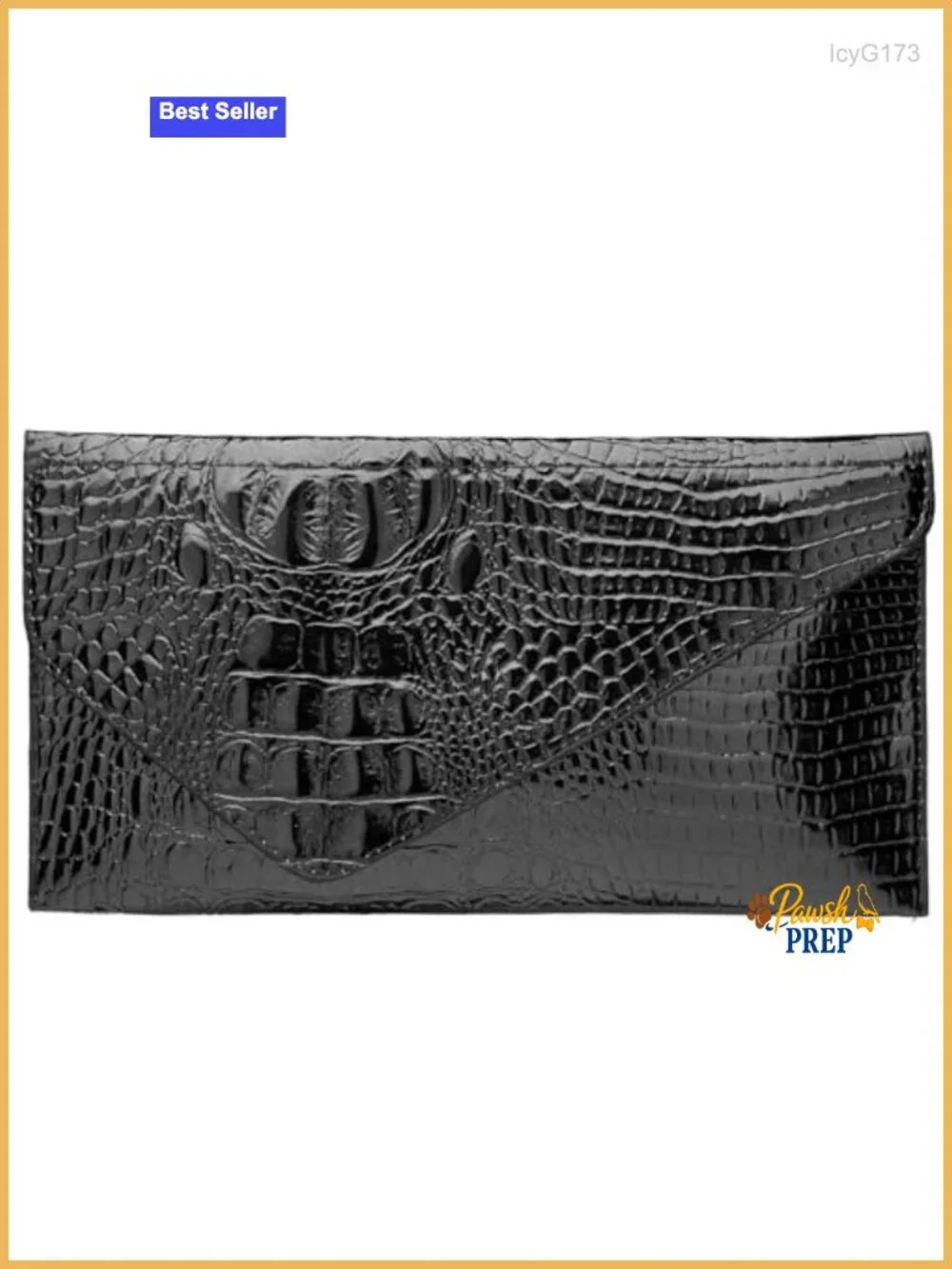 Faux Leather Croc-Embossed Envelope Clutch with Buckle Closure for Formal Events